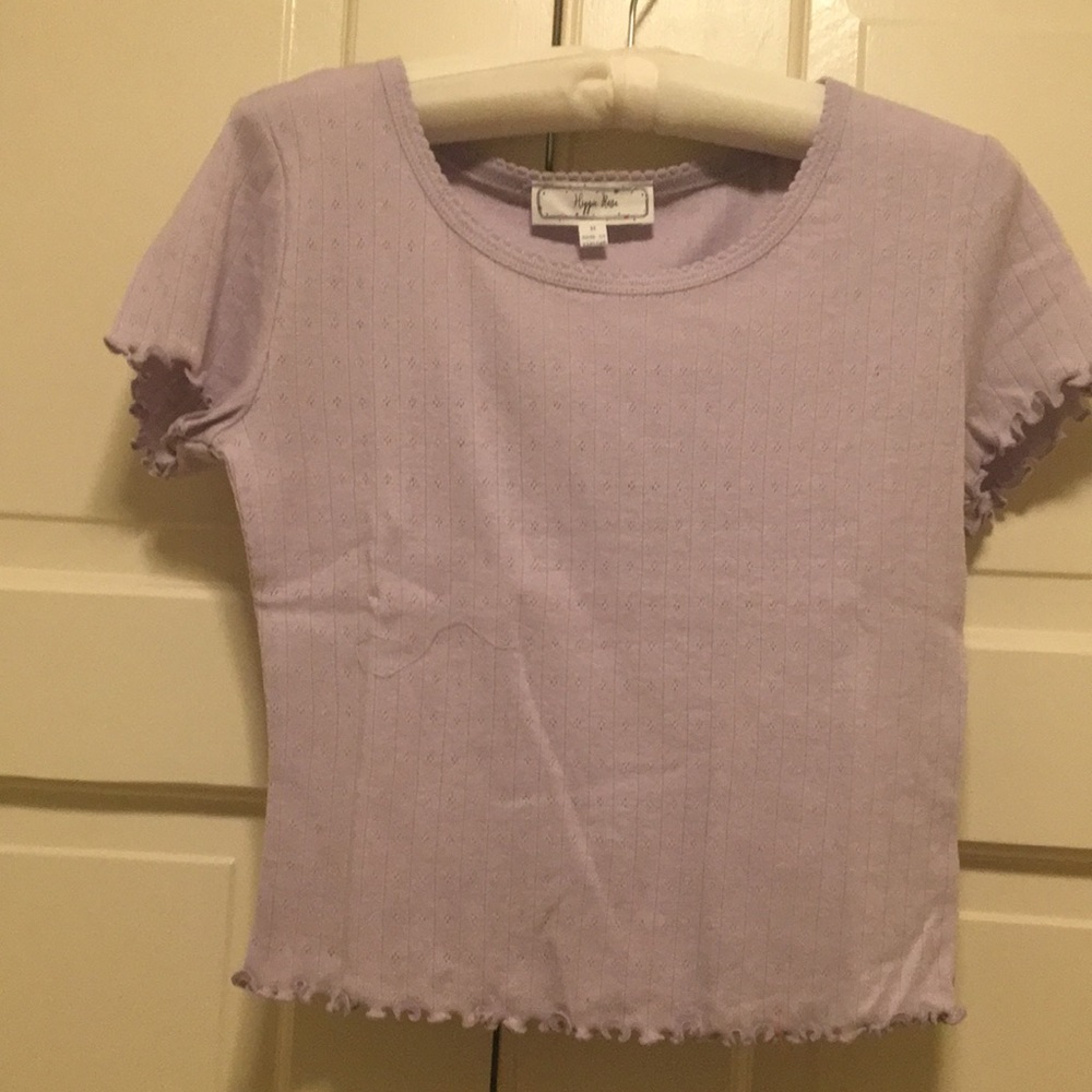 Cute purple top frills on sleeves hippie rose size medium